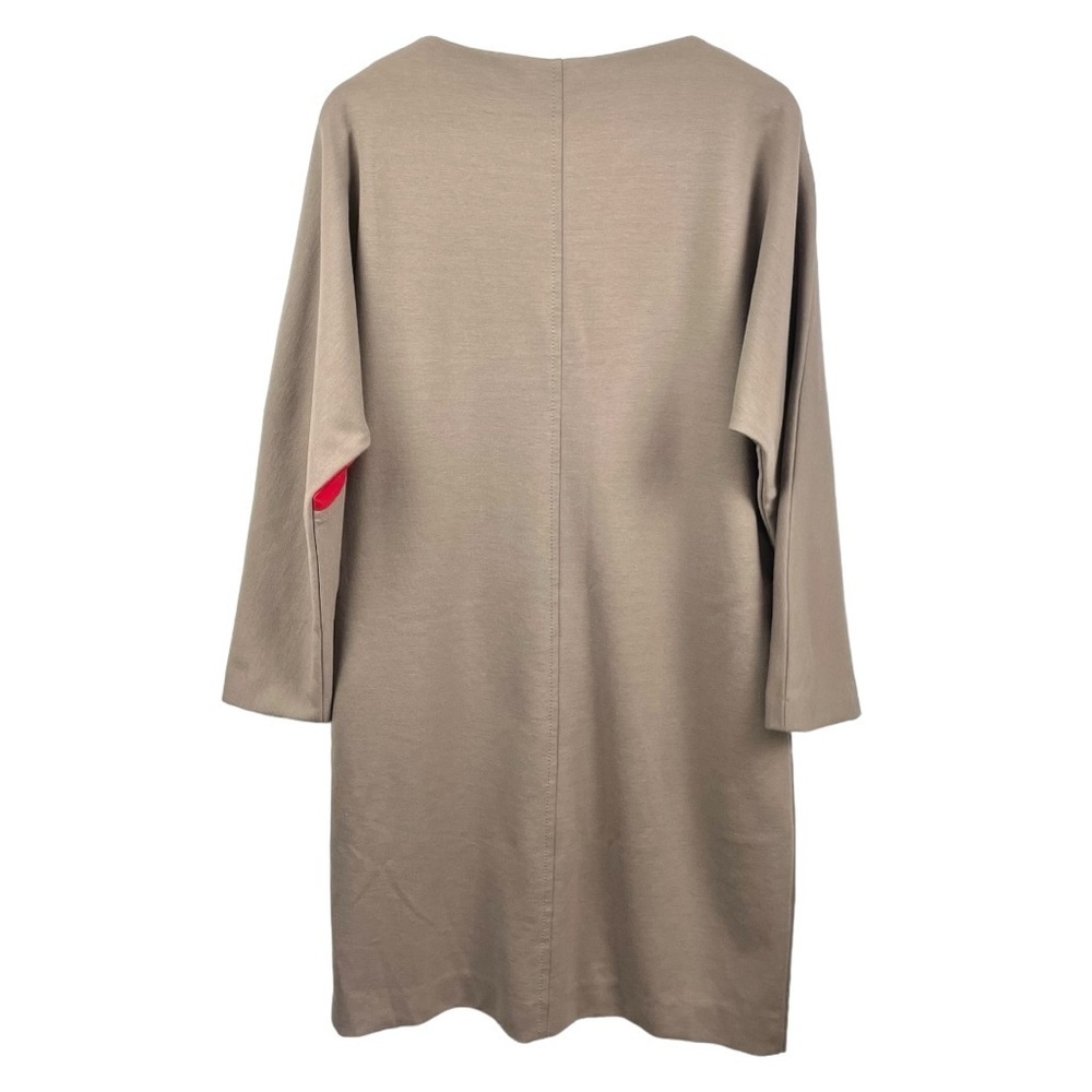 Olive and Red Colorblock Ponte Contemporary Dolman Long Sleeve Midi Dress Size L - Picture 3 of 6